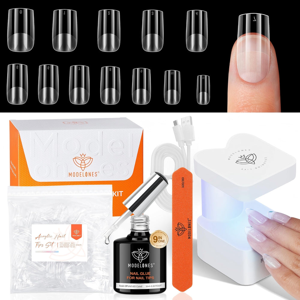 modelones front packaging kit showing all included components for easy at-home gel extensions