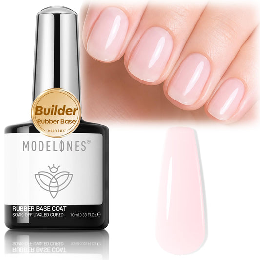 modelones front packaging showing milky pink bottle and benefit: clear branding