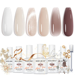 modelones front packaging showing six nude gel bottles and box, ideal gift