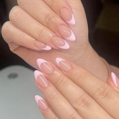 modelones front packaging showing pink french almond nails and tools for quick application