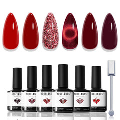 modelones front packaging showing six red gel bottles and neat presentation benefit easy selection