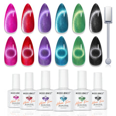 modelones front packaging showing six magnetic gel bottles and included magnet for easy use