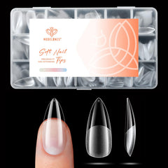 modelones front packaging showing 360-piece stiletto tips and contents benefit fast selection