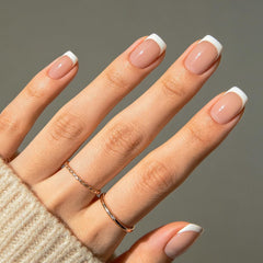 Modelones front packaging showing summer pink white short square nails and kit benefits