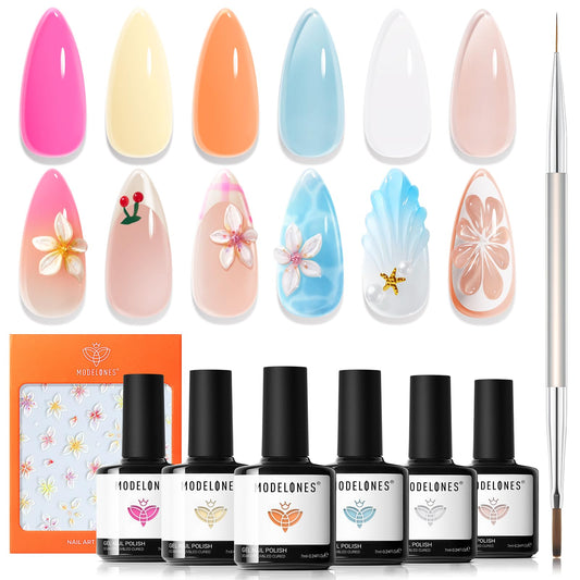 modelones front packaging showing all six gel bottles and stickers for easy gifting