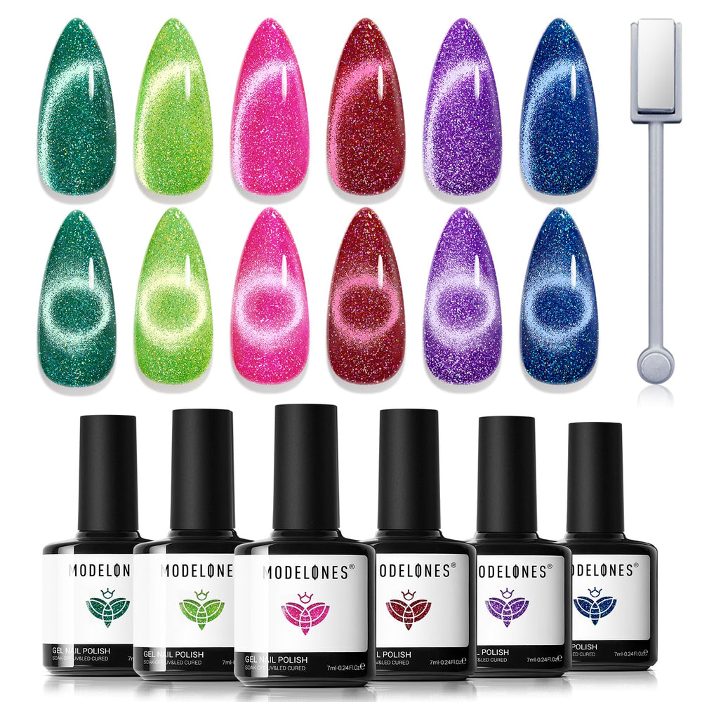 modelones front packaging showing six gel bottles and magnet for easy storage