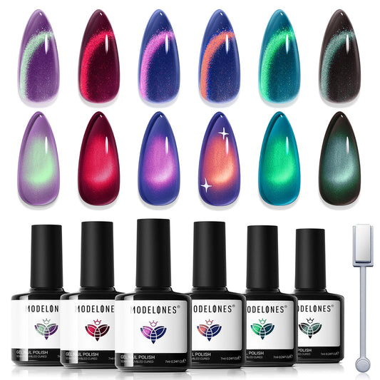 modelones front packaging showing six colorful gel bottles and magnet, ideal starter kit