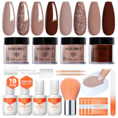 modelones front packaging showing all powders and liquids for easy identification and convenience