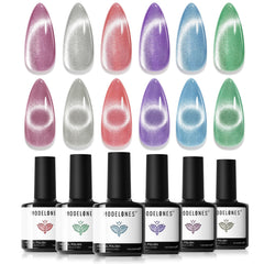 modelones front packaging showing six holographic gel bottles and magnet for instant visual appeal