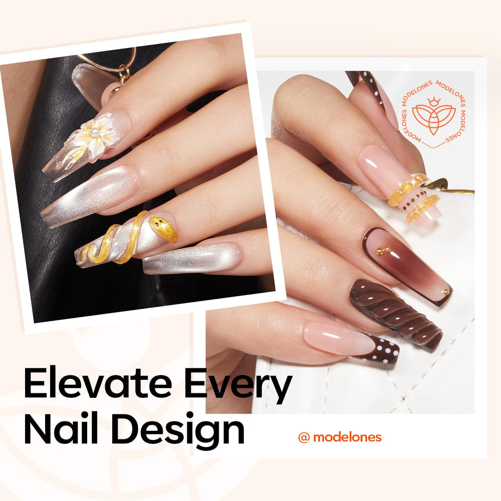 modelones securing rhinestones and charms with strong adhesive gel