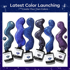 modelones glitter black bottle label visible for identifying dark shimmer and contrast