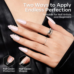 modelones hand applying a tip for quick DIY application and salon look