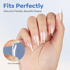 modelones applied short square extensions demonstrating natural finish