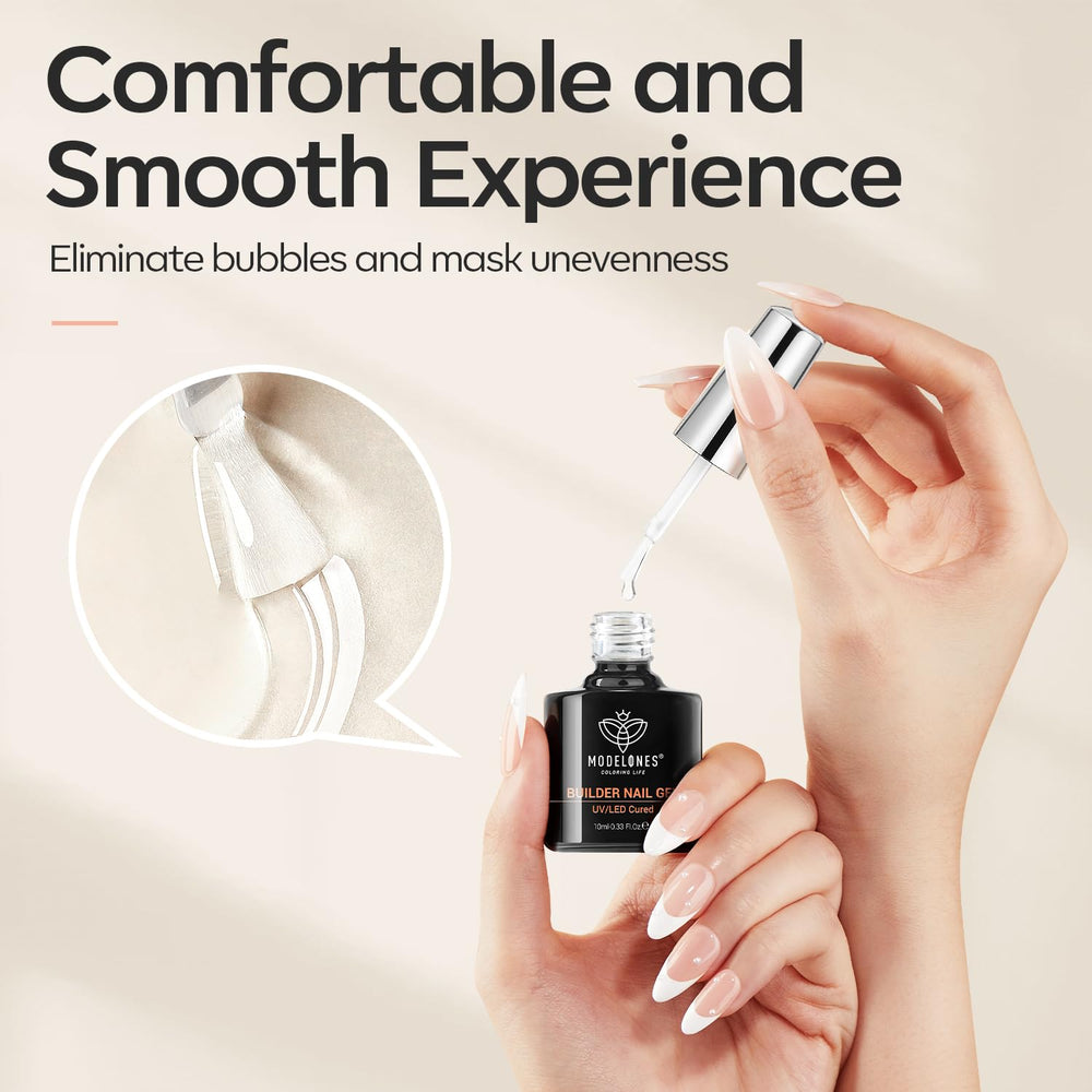 modelones hands displaying thicker, longer nails for natural reinforcement