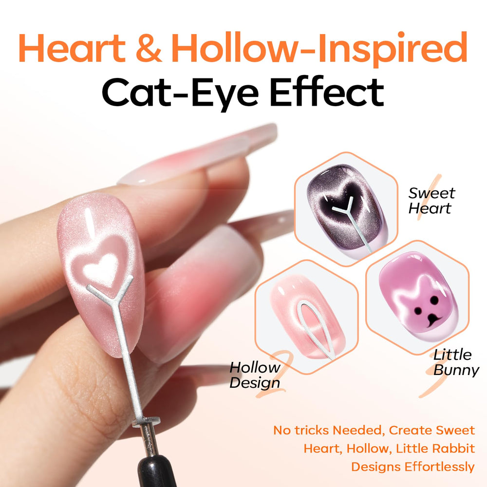 modelones heart and floral tips detail creating shaped cat eye accents