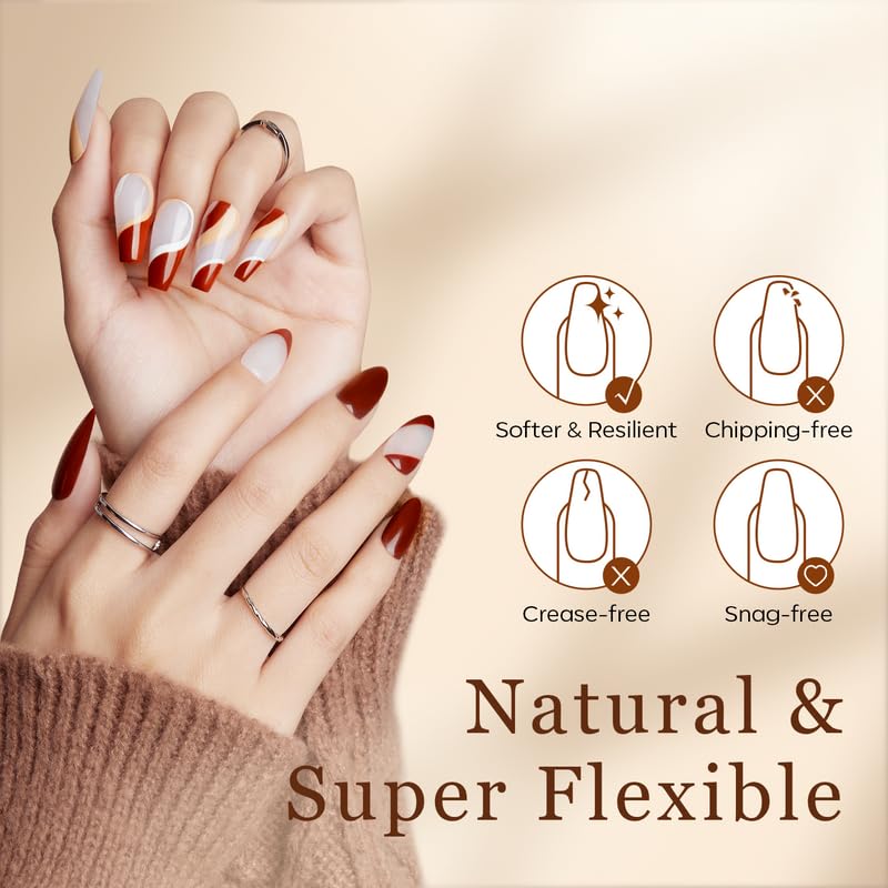 modelones hand applying press-on tip for quick at-home manicure benefit