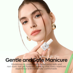 modelones lifestyle shot of hands with jelly green manicure outdoors showing seasonal styling benefit wearable color