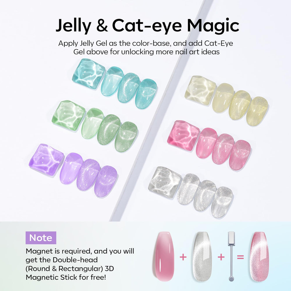 modelones jelly swatches on nail wheel showing pastel translucence, buildable color benefit