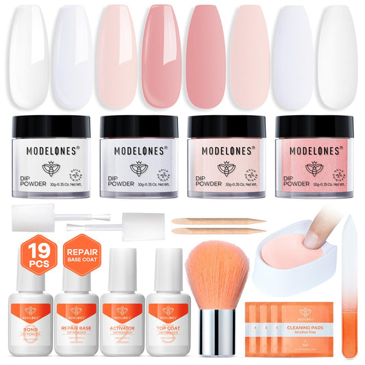 modelones kit overview showing powders and liquids for easy at-home manicures