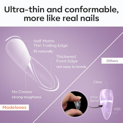 modelones nails being pressed on hand for fast salon-quality results
