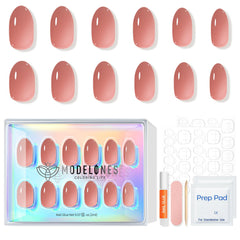 modelones woman wearing press-ons for quick event-ready manicure