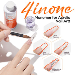 modelones monomer with acrylic powder illustrating compatibility and strong adhesion advantage