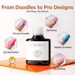 modelones nail art glitter application showing crisp edges and tidy finish benefit
