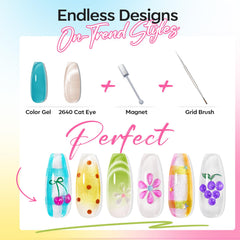modelones manicure in use with layered neon jellies and cat-eye highlight benefit