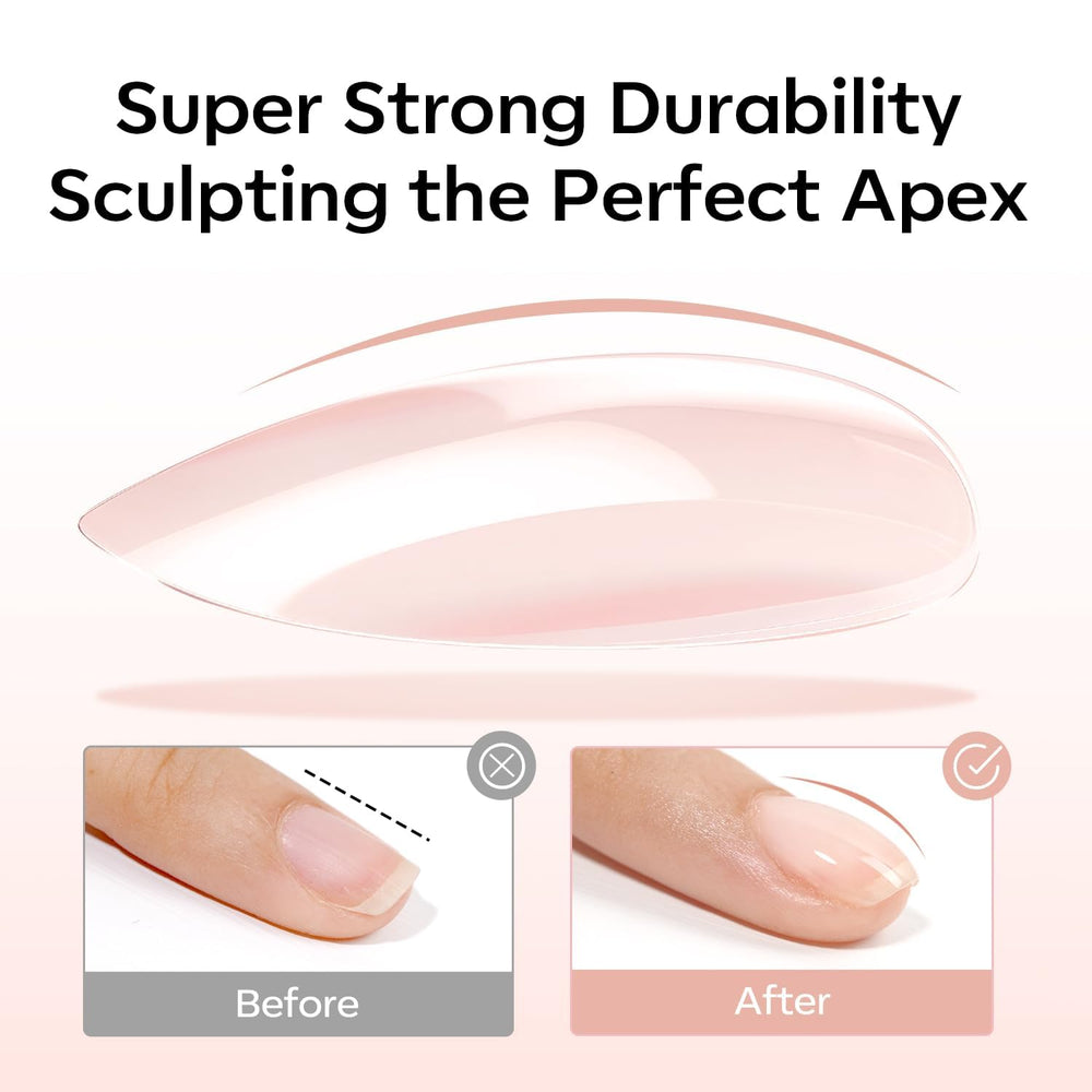 modelones before and after nails demonstrating strength and built apex