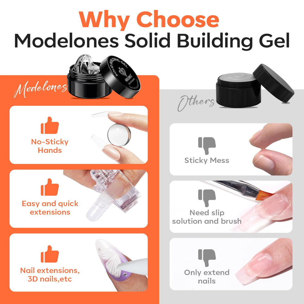 modelones before-and-after nail extension showcasing durable results