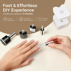modelones nail extension before and after showing improved length and polished look