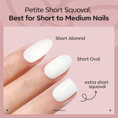 modelones hand applying a press-on nail for fast application