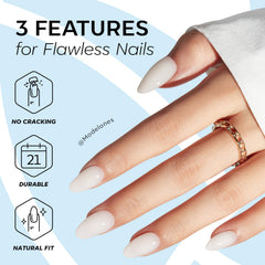 modelones kit components laid out with glue, adhesive tabs, file, and cuticle stick for easy use