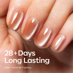 modelones nail swatch on fingers, displays finished cat eye shine and wearability