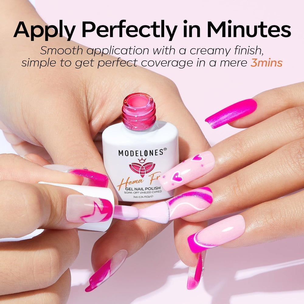 modelones nail swatch in sunlight comparing shades and showing true color payoff