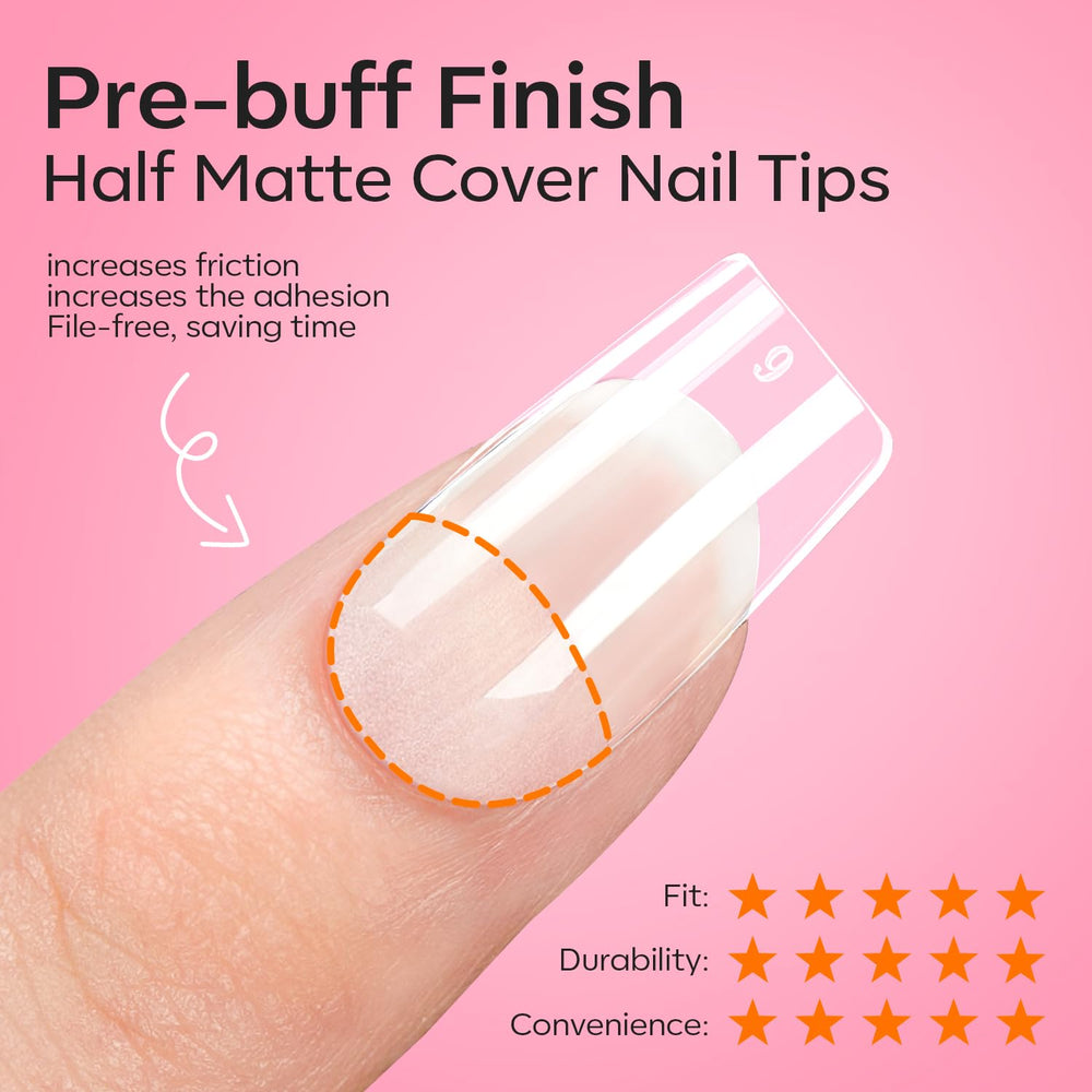 modelones finished short square extensions on hands showing salon-quality natural look