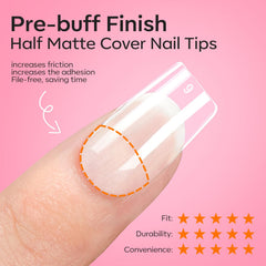 modelones finished short square extensions on hands showing salon-quality natural look