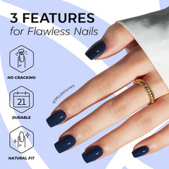 Modelones jelly adhesive tabs and nail sizes displayed to show easy, no-glue option