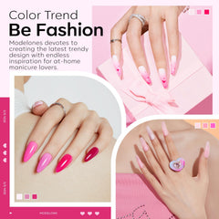 Modelones open jars revealing six distinct pink and neon acrylic powder shades