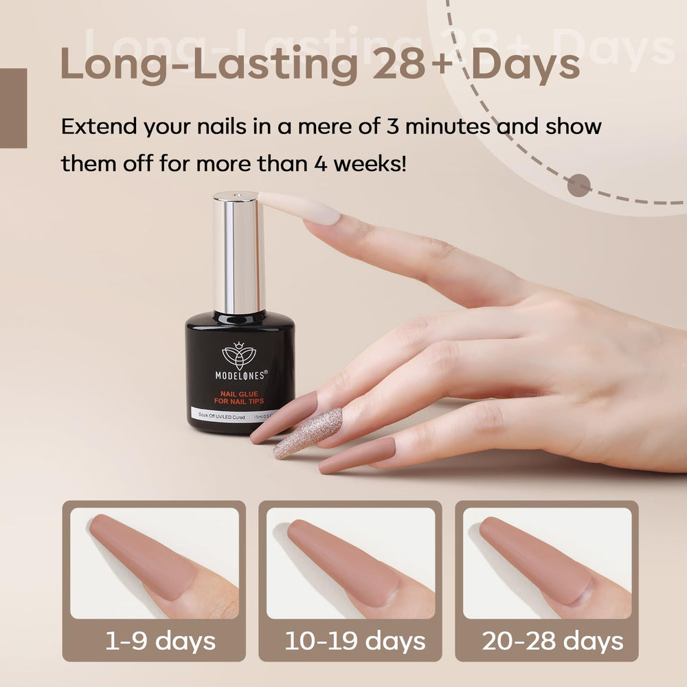 modelones applied to press-on nails showing seamless fit and extended wear