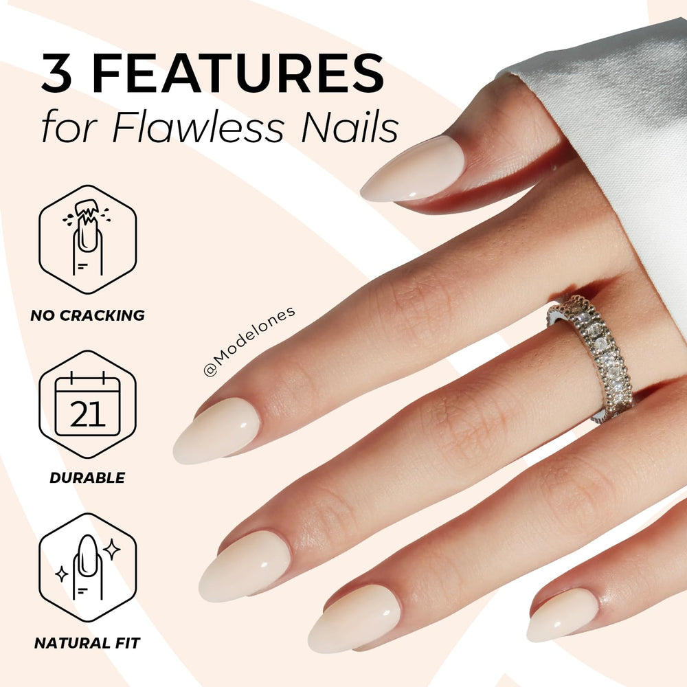 modelones press-on nails applied on hand for instant salon look