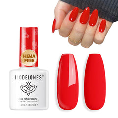 modelones red gel front bottle showing glossy red color and neat packaging benefit quick identification