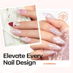 modelones rhinestone secured on nail showing strong adhesive bond benefit