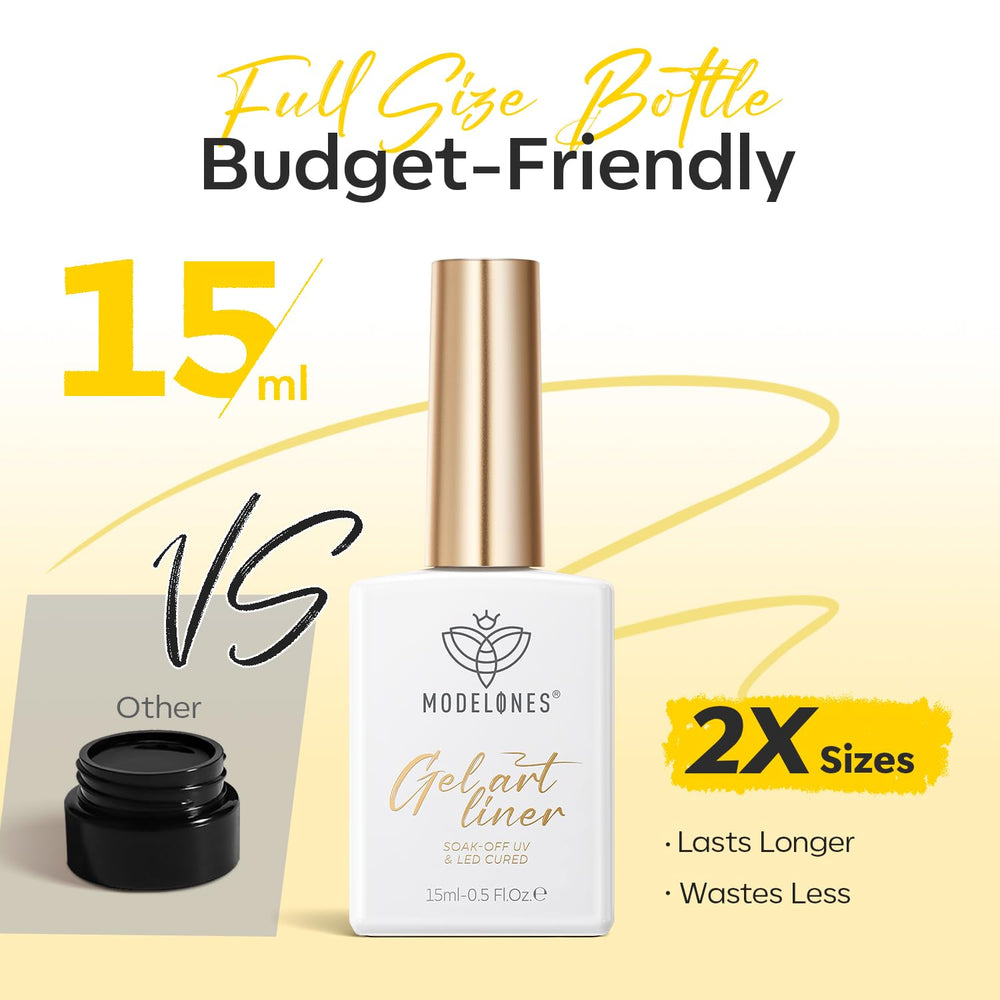 modelones 15ml bottle next to ruler scale comparison showing full-size value benefit long use