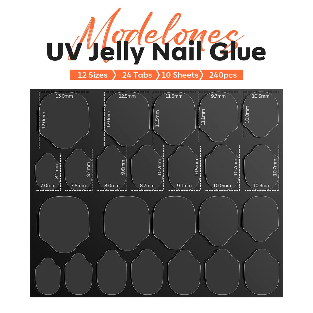 modelones sheet layout displaying 12 sizes for precise nail fit