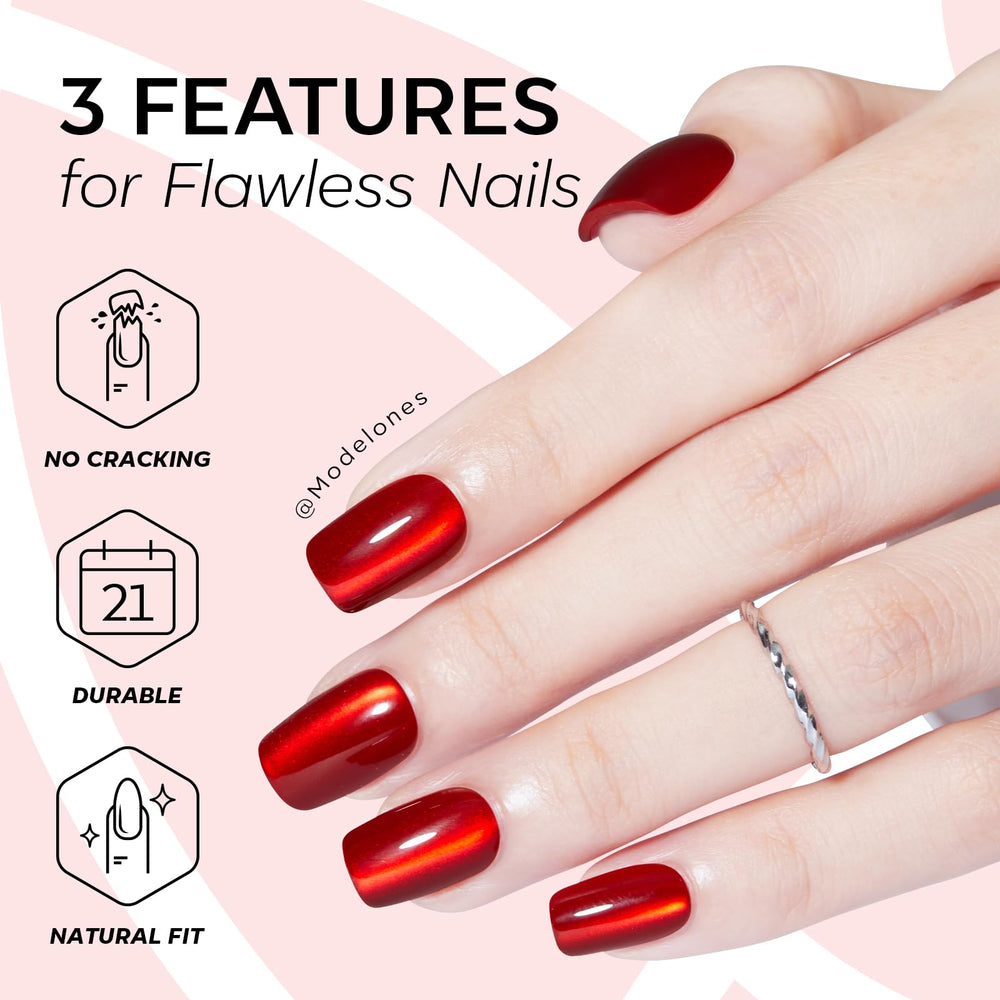 modelones side profile demonstrating nail thickness benefit durable, chip-resistant wear