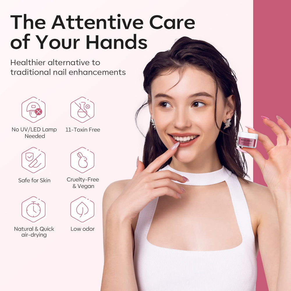 modelones powder pot held in hand to show 10g size and travel-friendly convenience