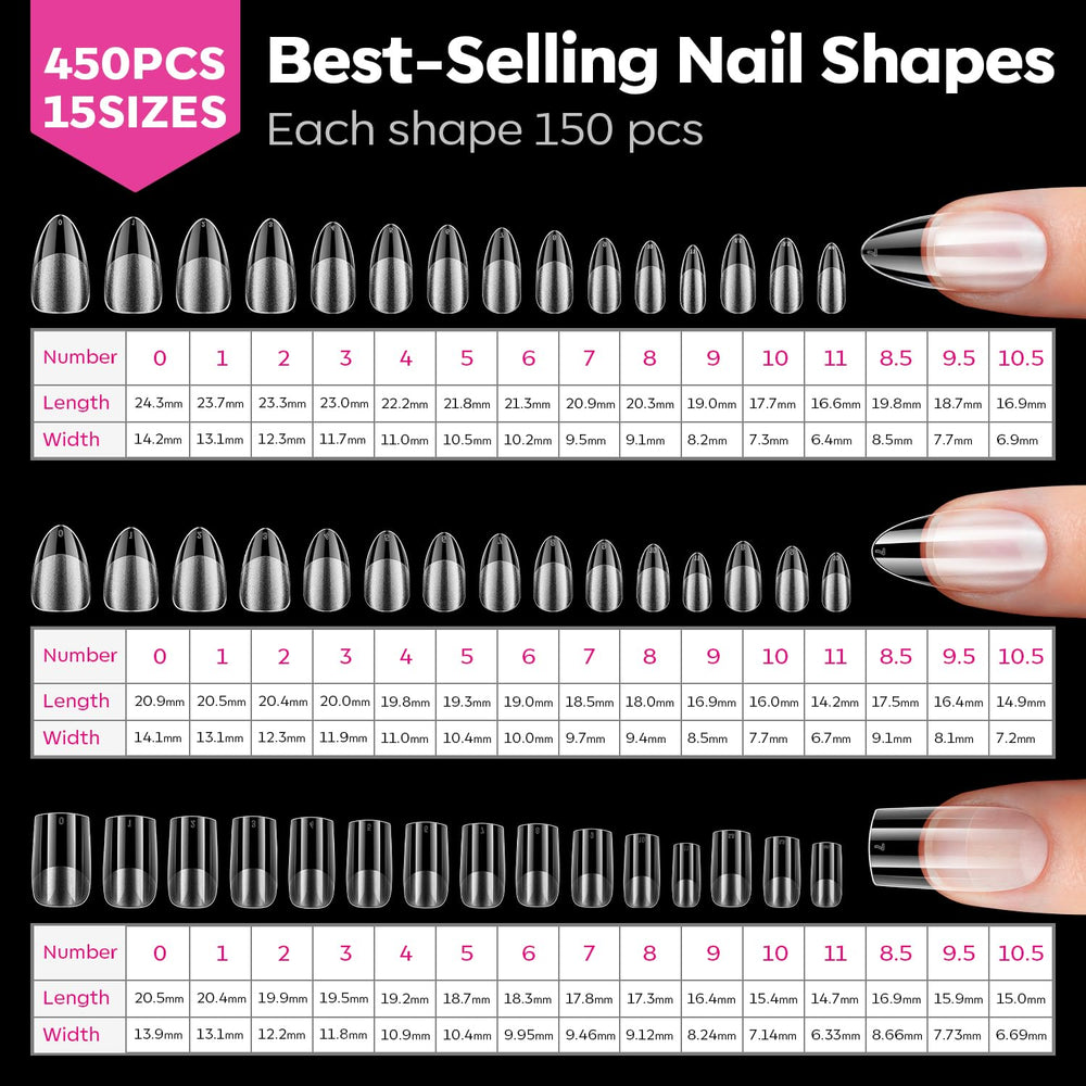 modelones numbered tips spread showing 15 sizes for easy selection