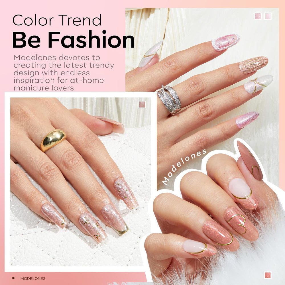 modelones swatch fan displaying six nail colors for easy shade comparison