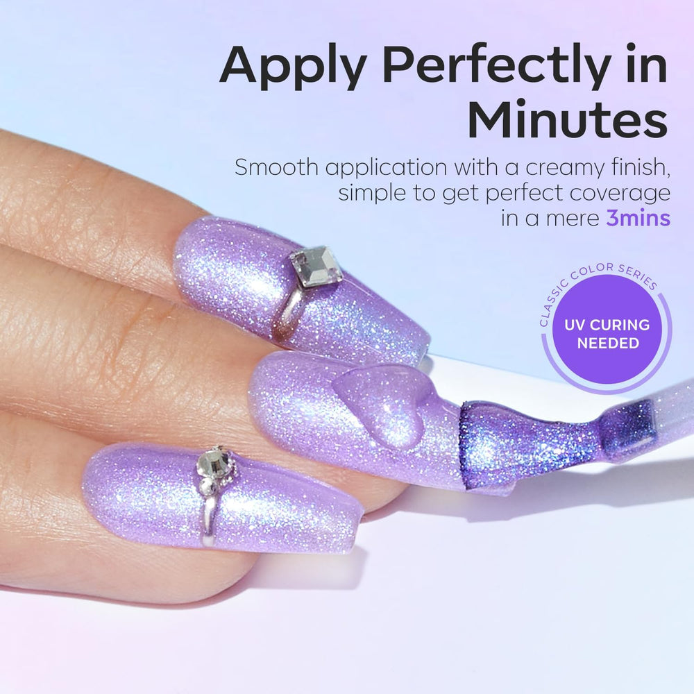 modelones nail swatches on fingers showing blue green purple color shifts